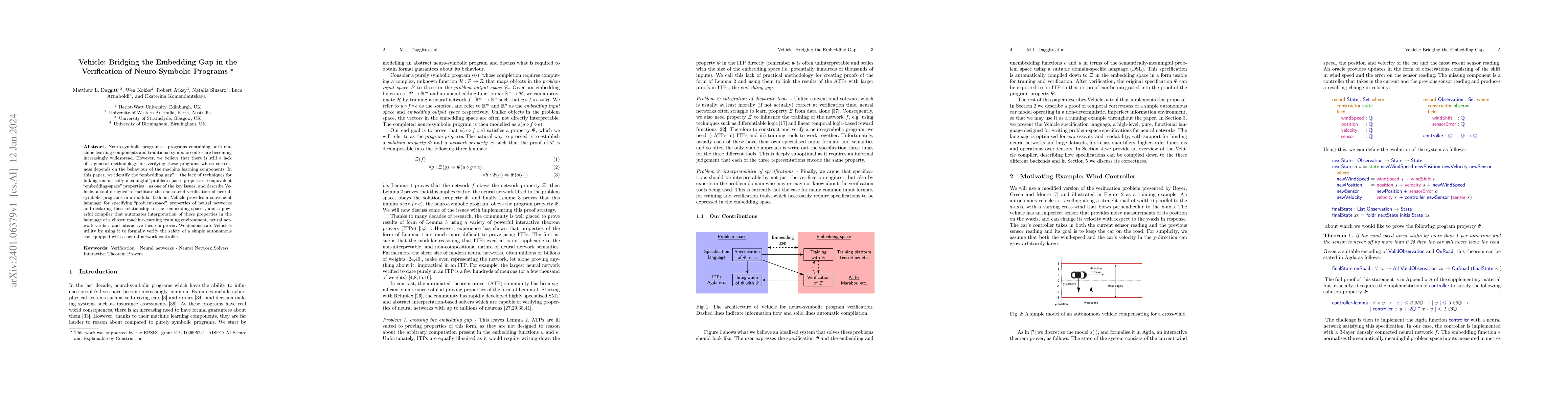 Thumbnail for Vehicle: Bridging the Embedding Gap in the Verification of
  Neuro-Symbolic Programs