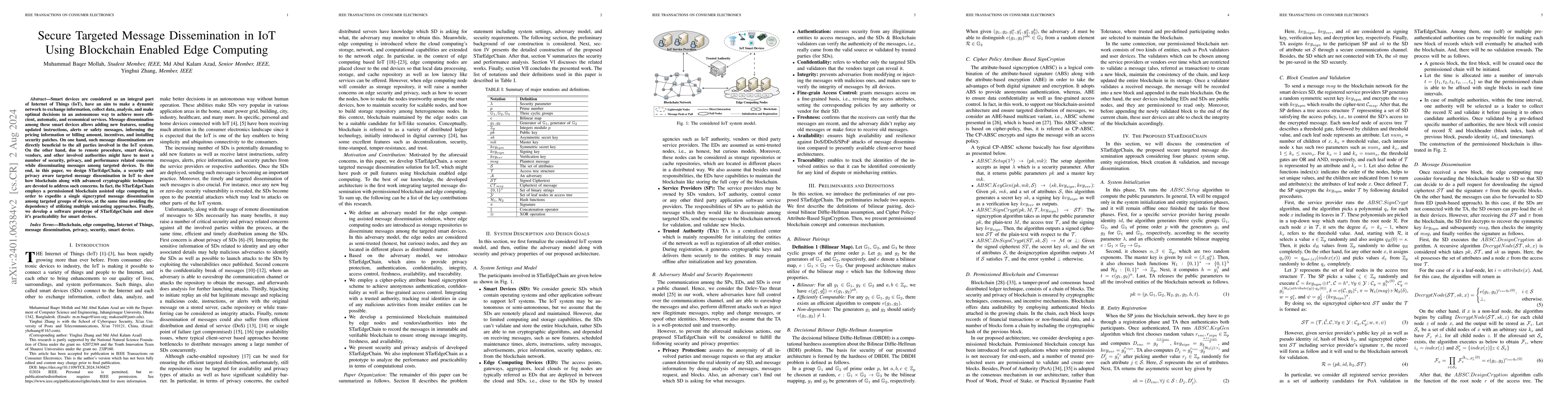 Thumbnail for Secure Targeted Message Dissemination in IoT Using Blockchain Enabled
  Edge Computing