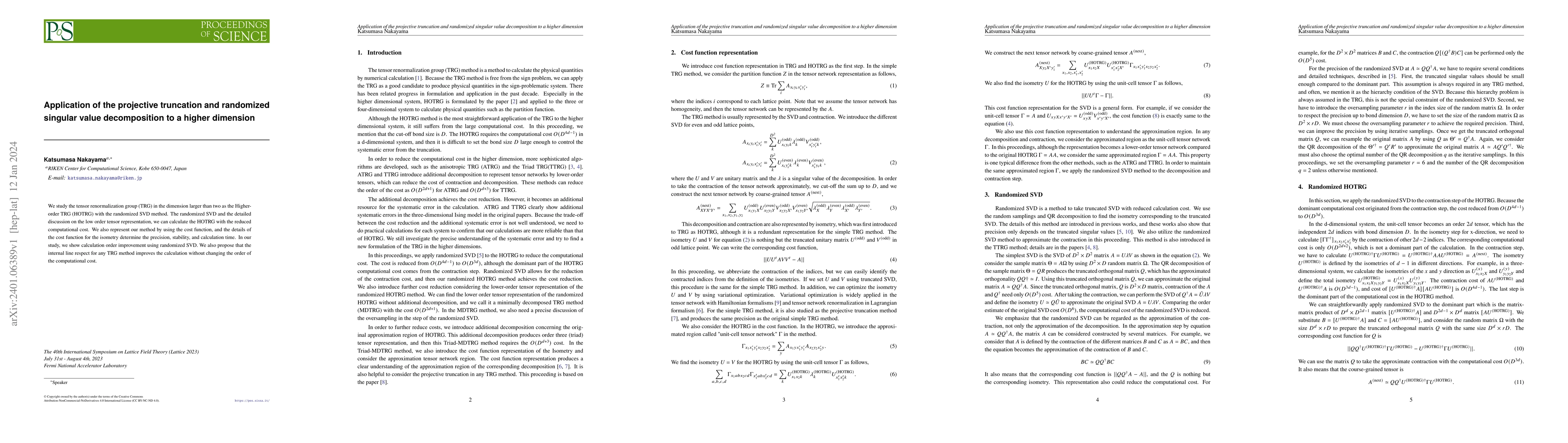 Thumbnail for Application of the projective truncation and randomized singular value
  decomposition to a higher dimension