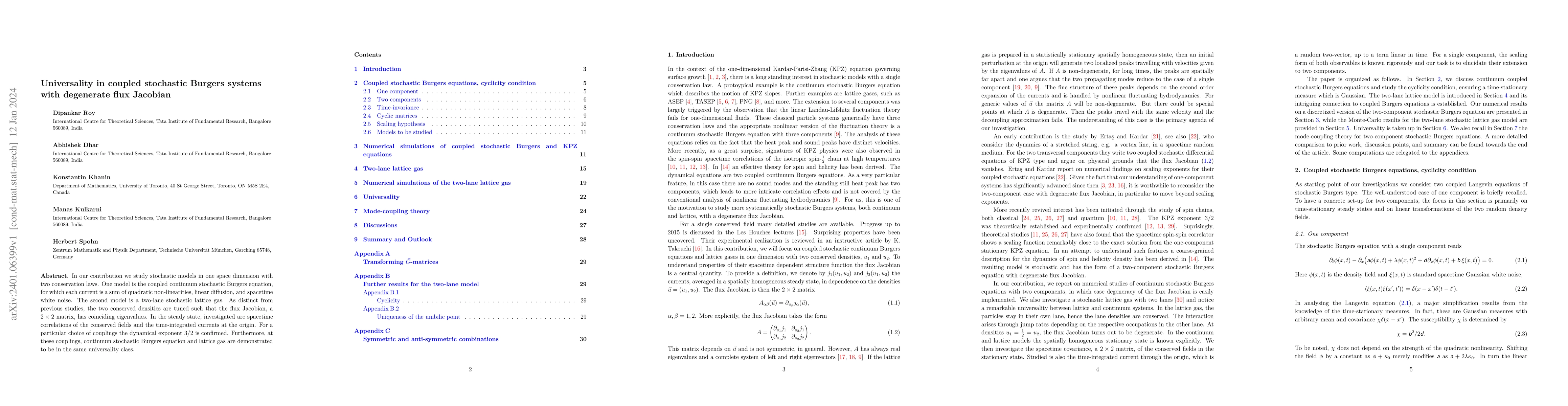 Thumbnail for Universality in coupled stochastic Burgers systems with degenerate flux
  Jacobian