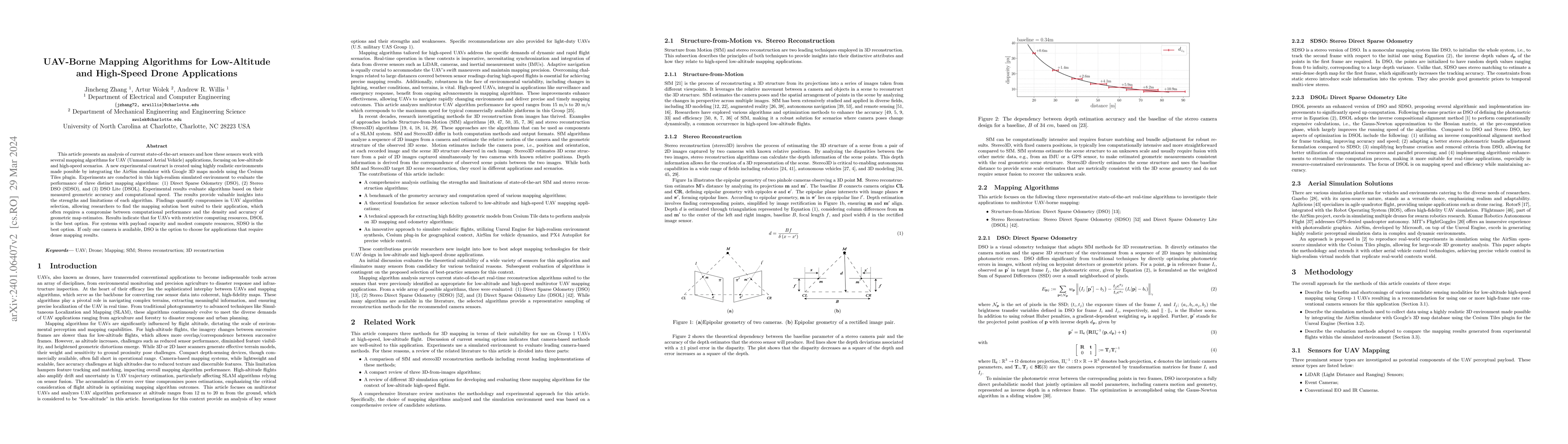 Thumbnail for UAV-Borne Mapping Algorithms for Low-Altitude and High-Speed Drone
  Applications