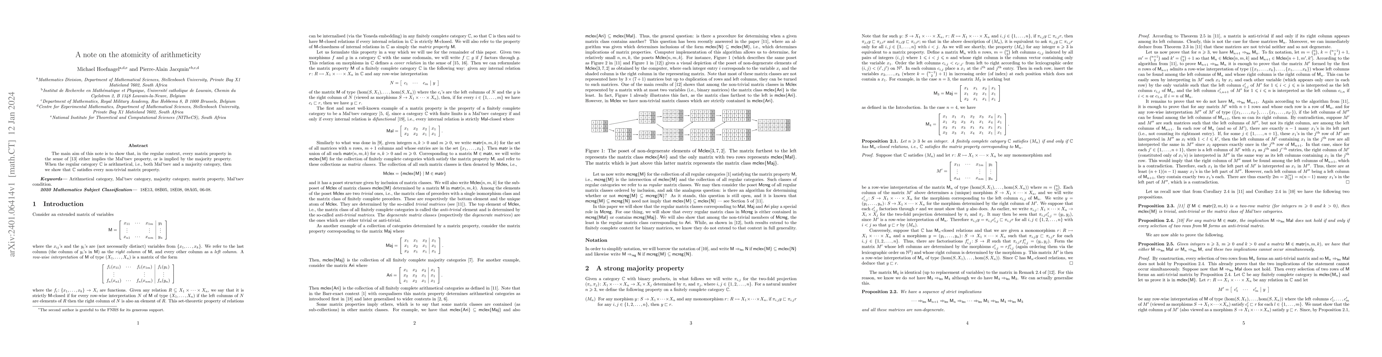 Thumbnail for A note on the atomicity of arithmeticity