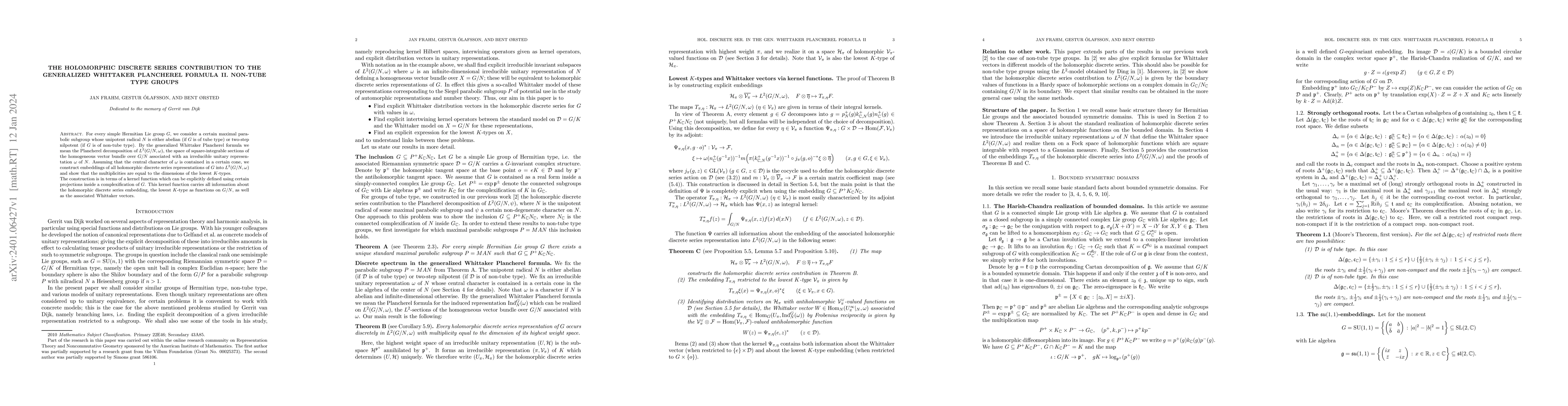 Thumbnail for The holomorphic discrete series contribution to the generalized
  Whittaker Plancherel formula II. Non-tube type groups