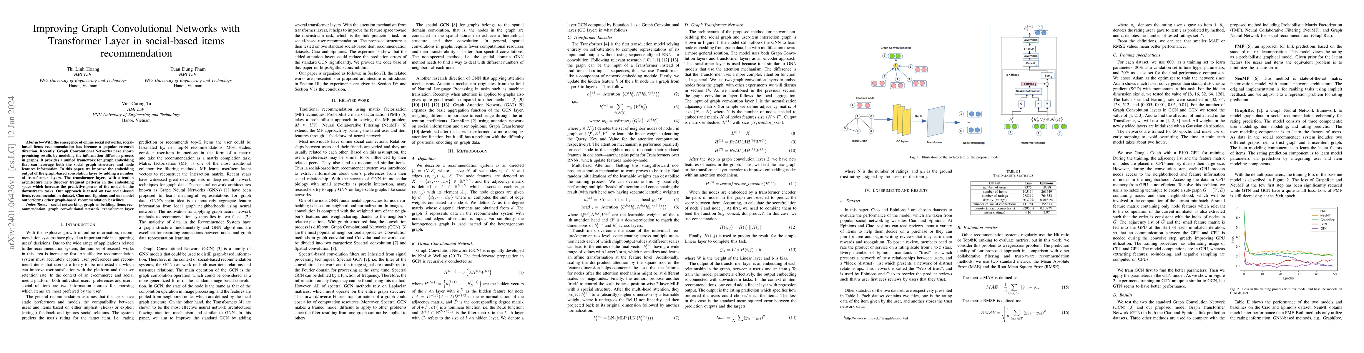Thumbnail for Improving Graph Convolutional Networks with Transformer Layer in
  social-based items recommendation