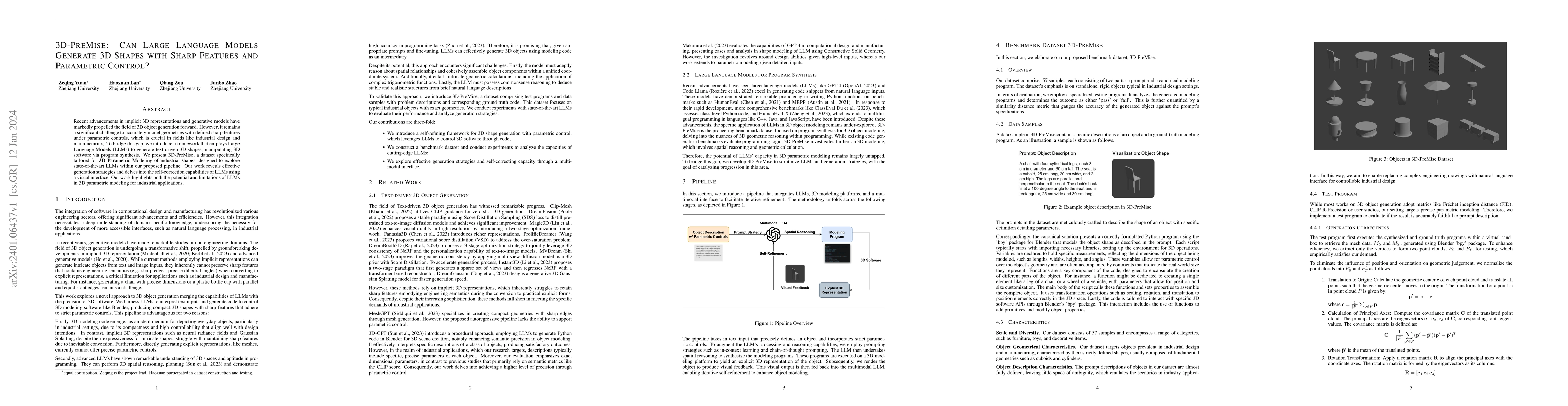 Thumbnail for 3D-PreMise: Can Large Language Models Generate 3D Shapes with Sharp
  Features and Parametric Control?