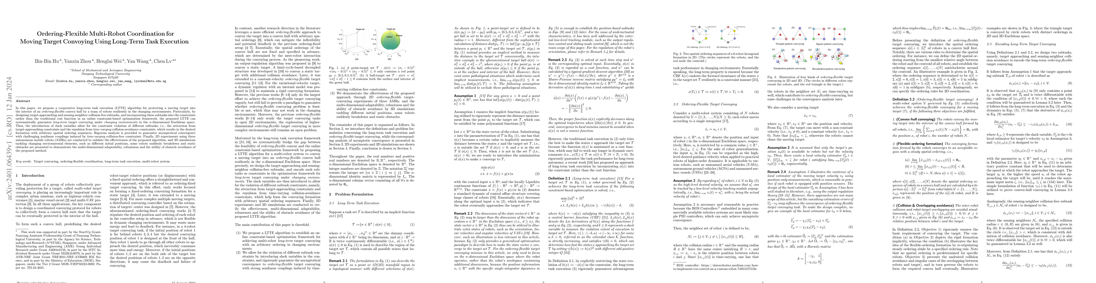 Thumbnail for Ordering-Flexible Multi-Robot Coordination for MovingTarget Convoying
  Using Long-TermTask Execution
