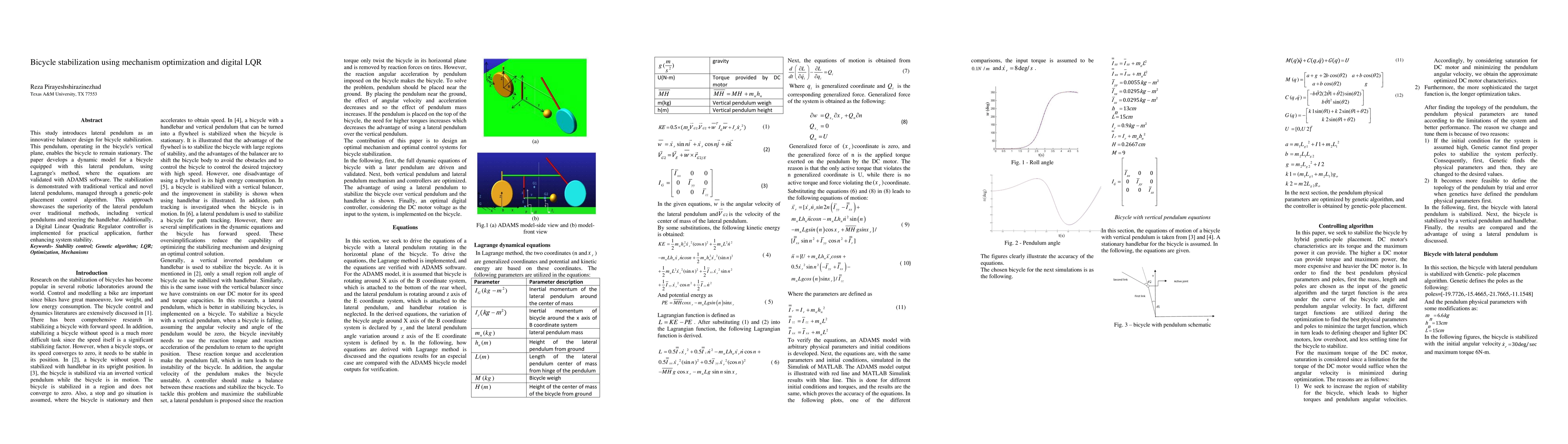 Thumbnail for Bicycle Stabilization using mechanism optimization and Digital LQR