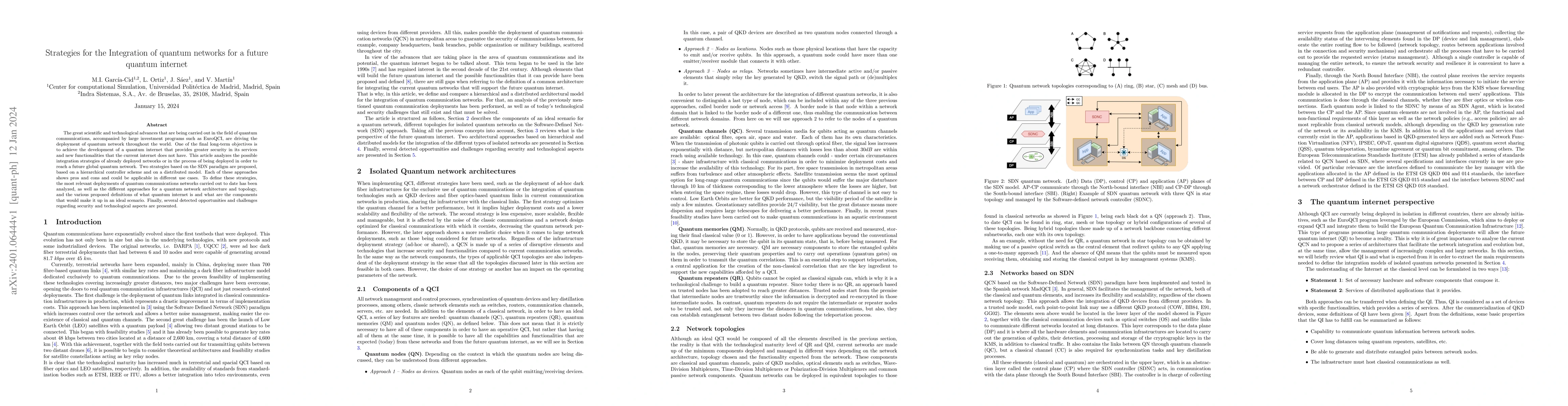 Thumbnail for Strategies for the Integration of quantum networks for a future quantum
  internet