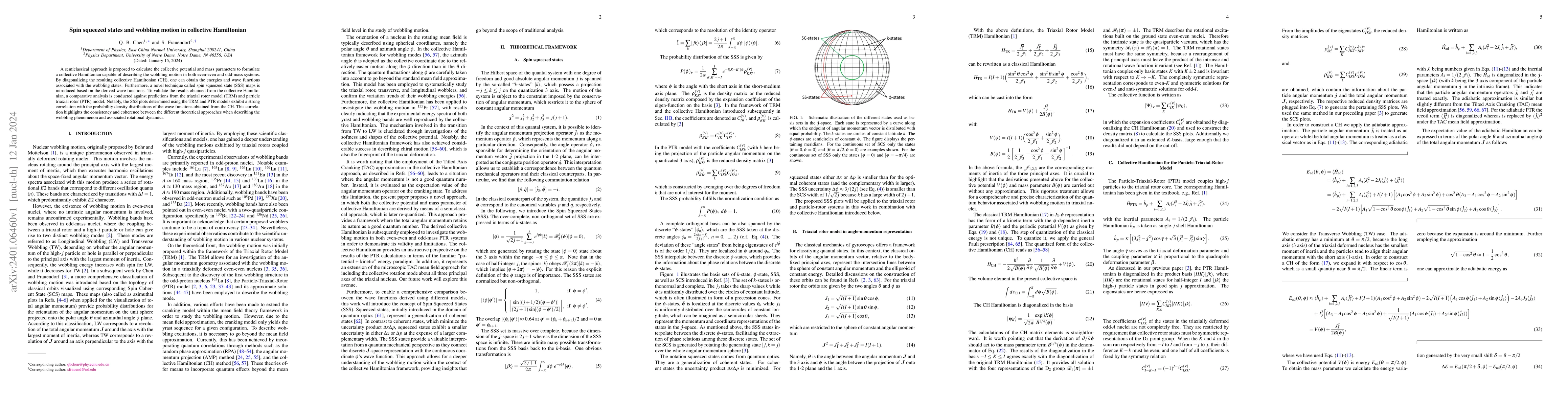 Thumbnail for Spin squeezed states and wobbling motion in collective Hamiltonian