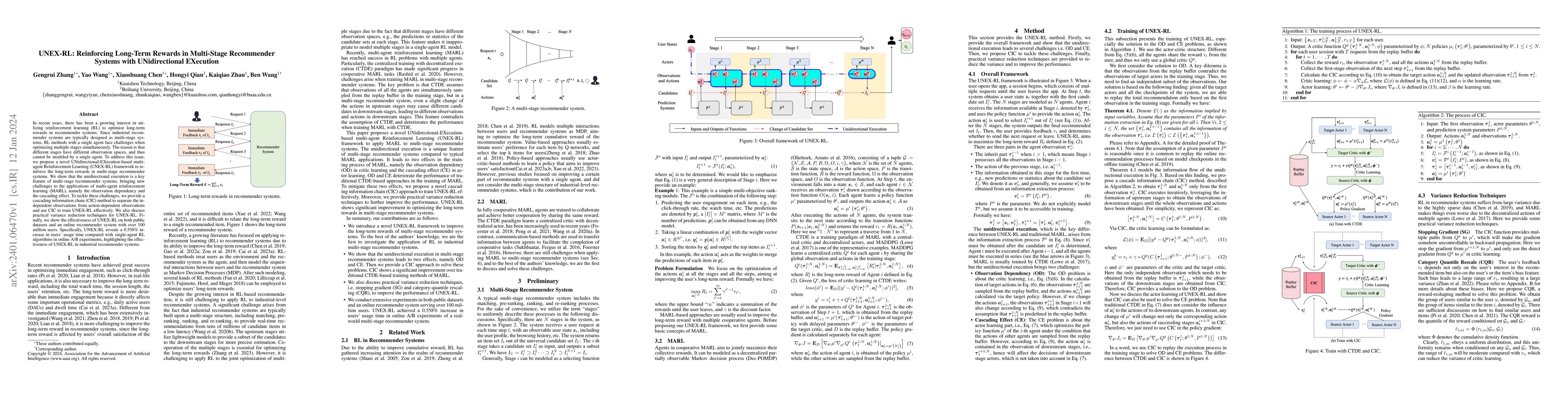 Thumbnail for UNEX-RL: Reinforcing Long-Term Rewards in Multi-Stage Recommender
  Systems with UNidirectional EXecution