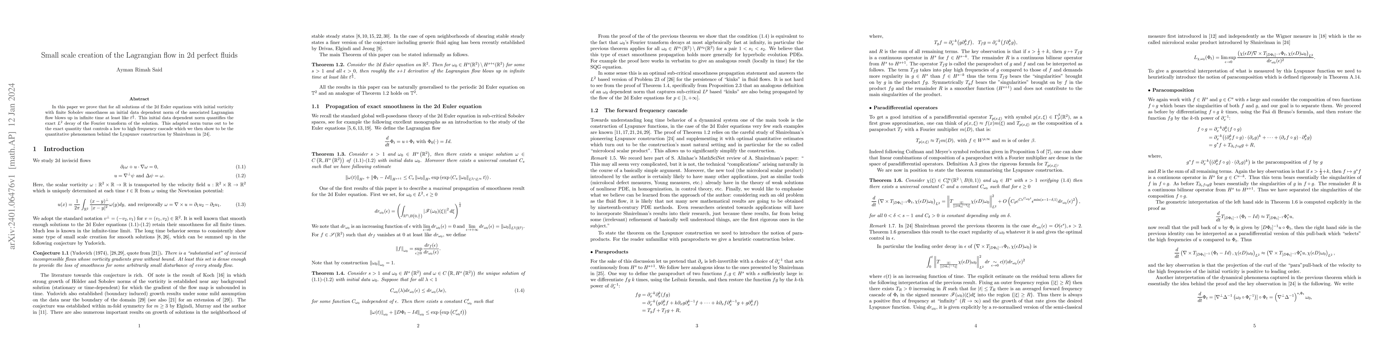 Thumbnail for Small scale creation of the Lagrangian flow in 2d perfect fluids