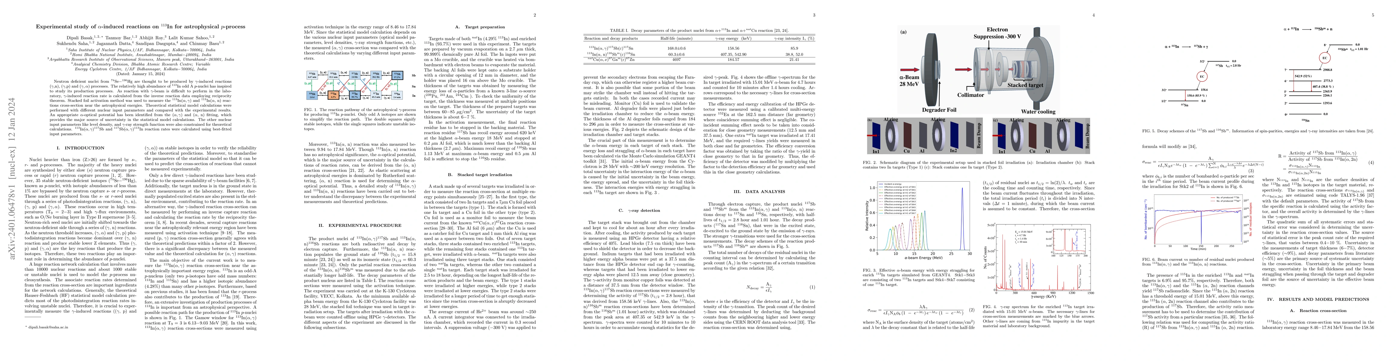 Thumbnail for Experimental study of $\alpha$-induced reactions on $^{113}$In for
  astrophysical $p$-process