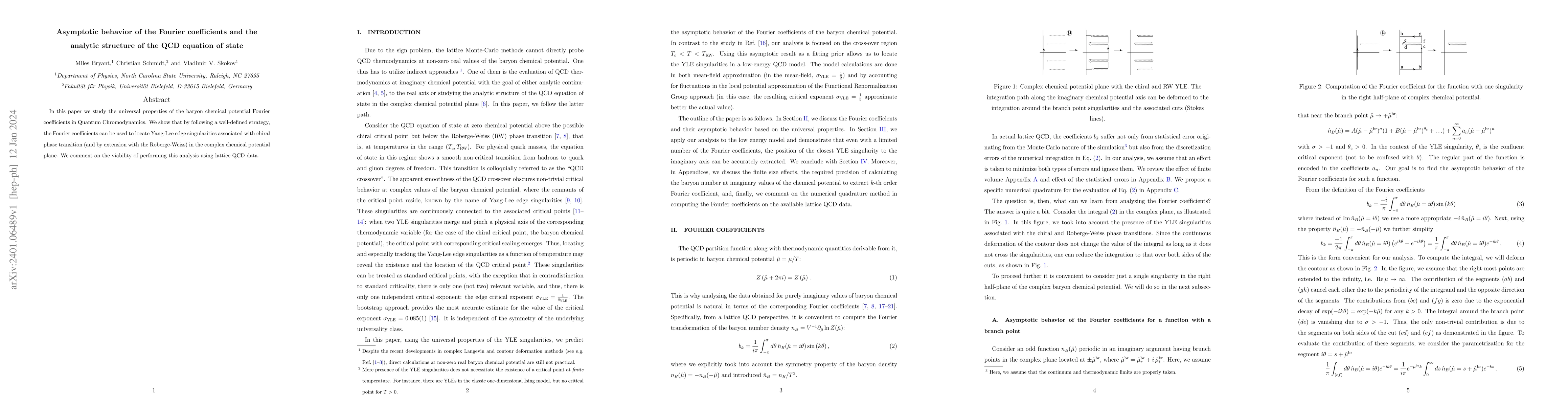 Thumbnail for Asymptotic behavior of the Fourier coefficients and the analytic
  structure of the QCD equation of state