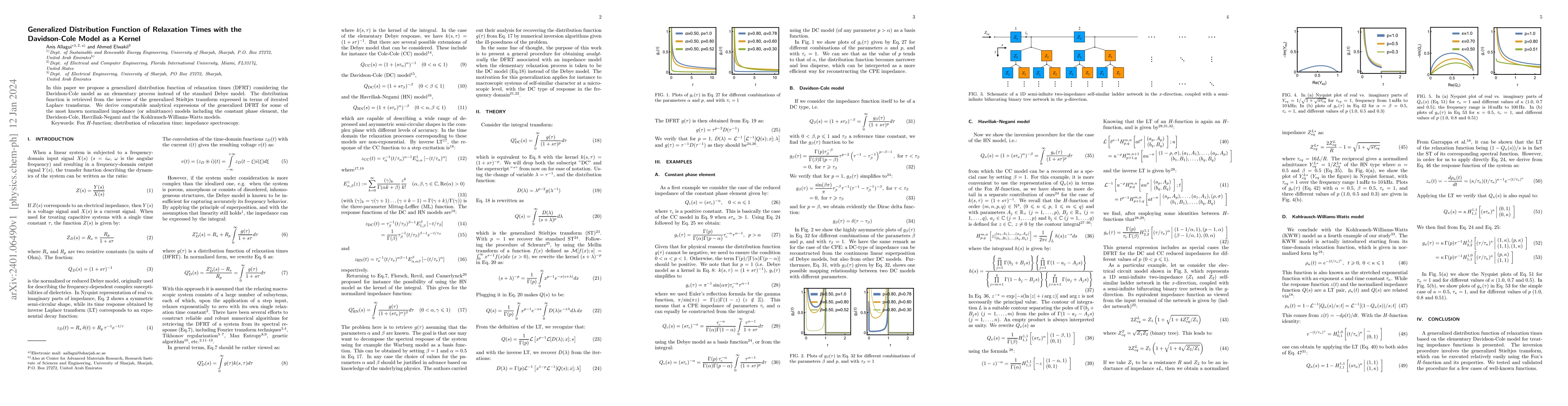 Thumbnail for Generalized Distribution Function of Relaxation Times with the
  Davidson-Cole Model as a Kernel