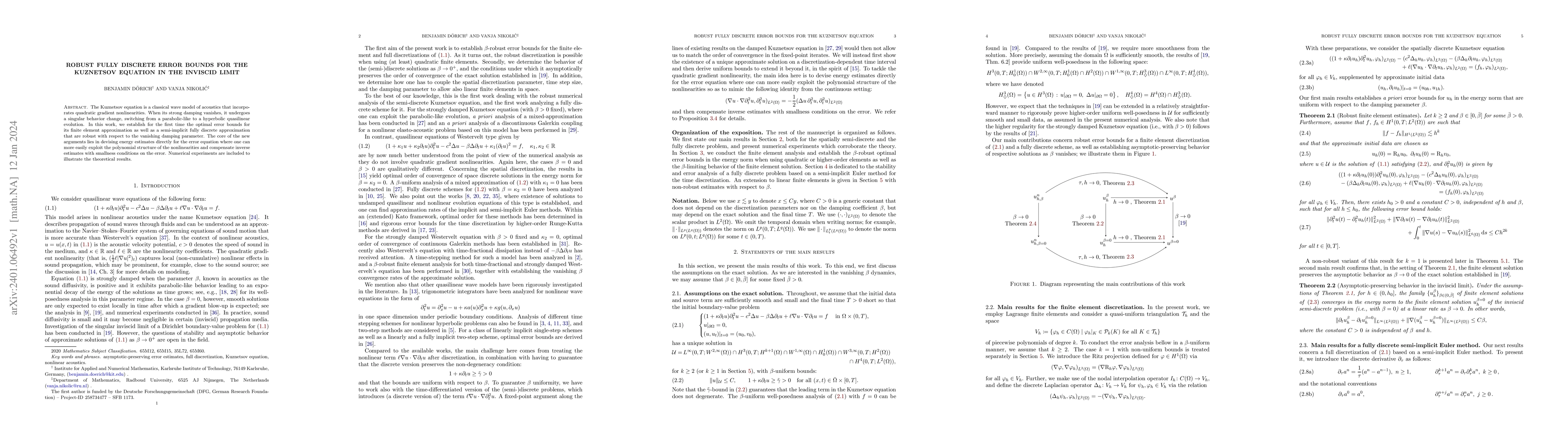Thumbnail for Robust fully discrete error bounds for the Kuznetsov equation in the
  inviscid limit