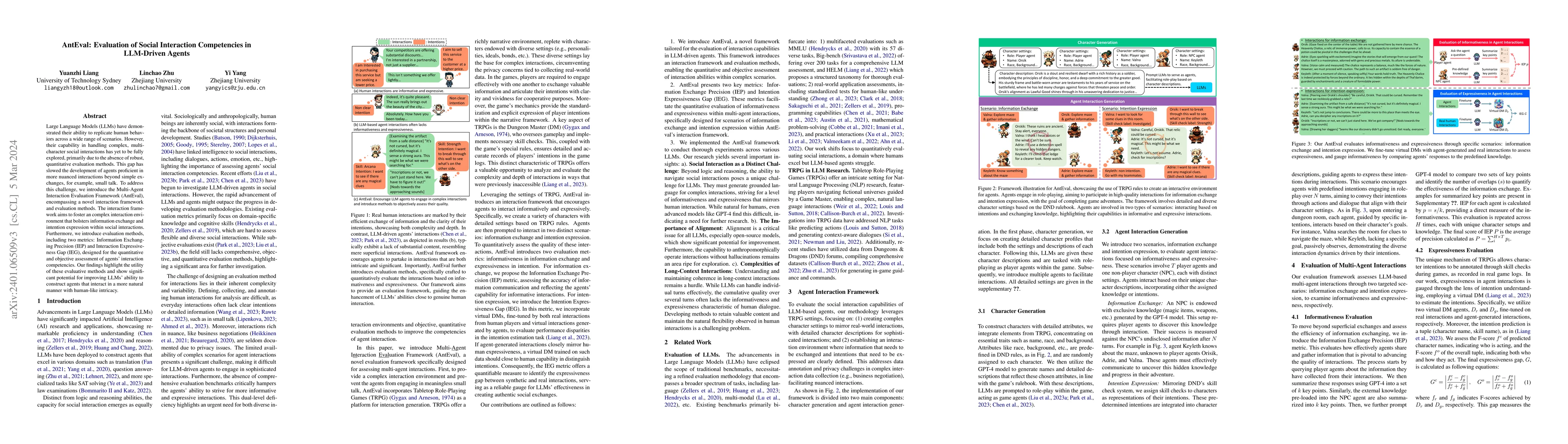 Thumbnail for AntEval: Evaluation of Social Interaction Competencies in LLM-Driven
  Agents