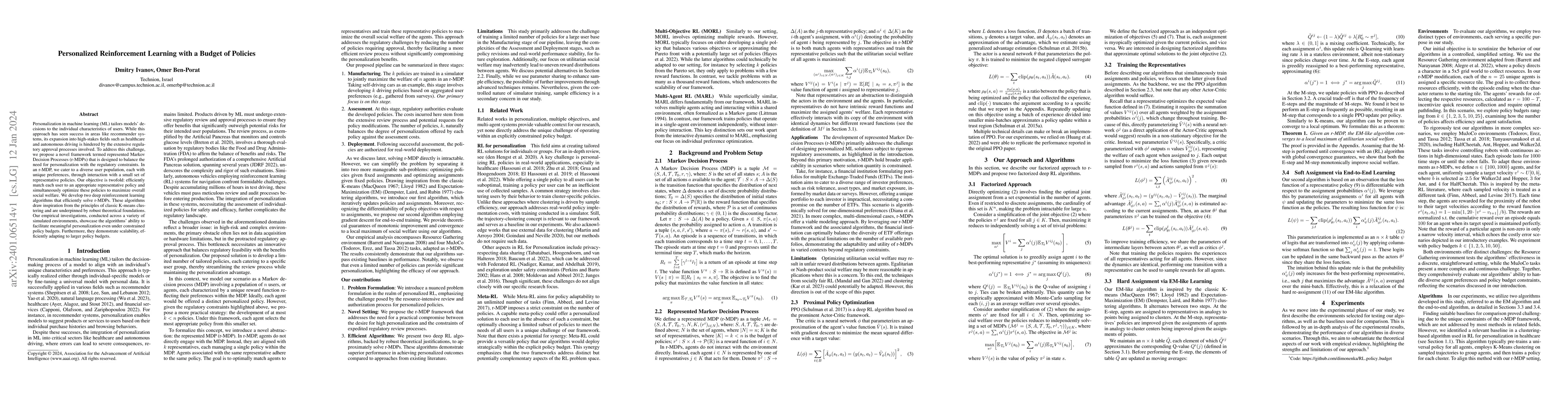 Thumbnail for Personalized Reinforcement Learning with a Budget of Policies