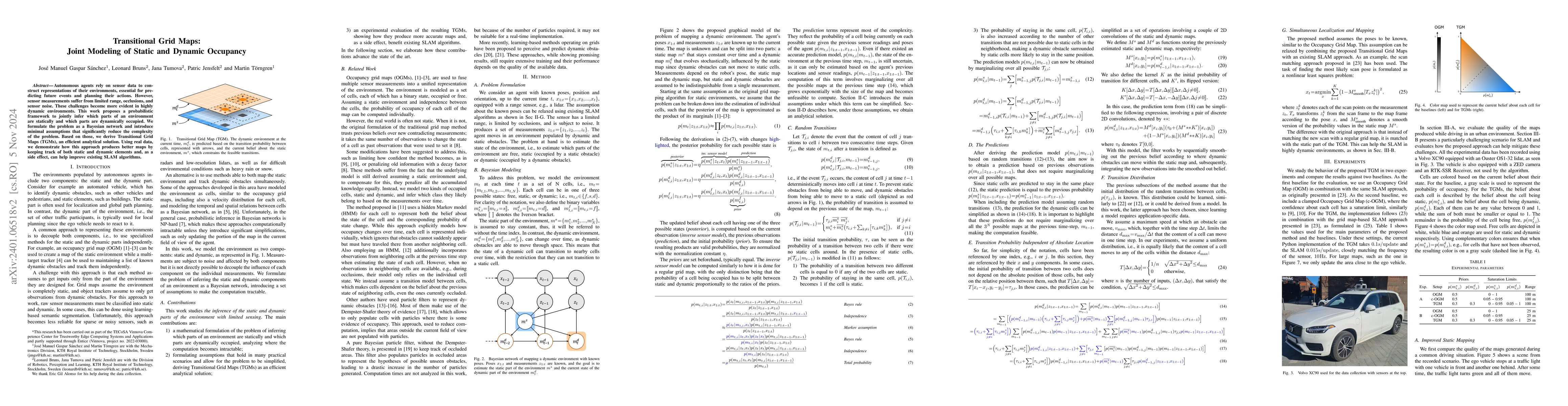 Thumbnail for Transitional Grid Maps: Efficient Analytical Inference of Dynamic
  Environments under Limited Sensing