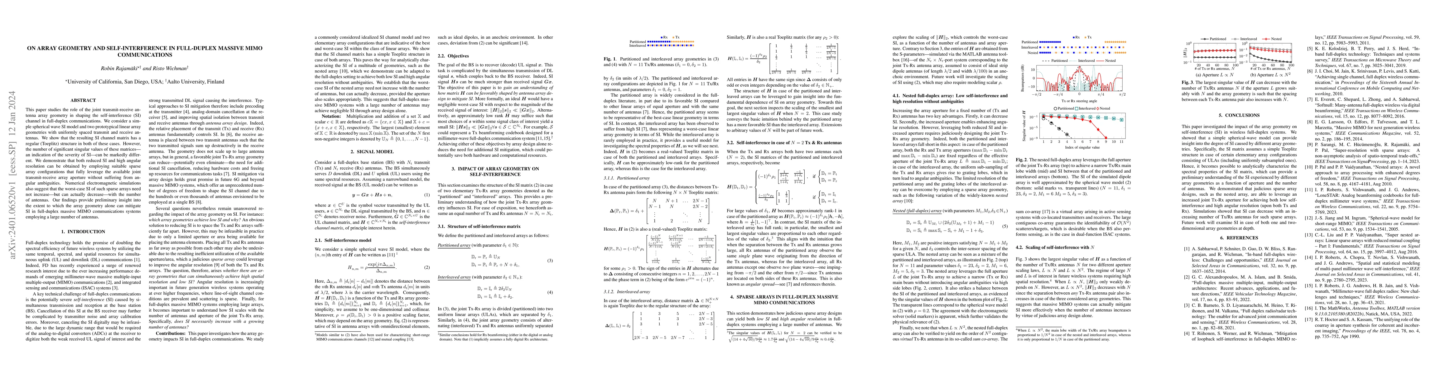 Thumbnail for On array geometry and self-interference in full-duplex massive MIMO
  communications