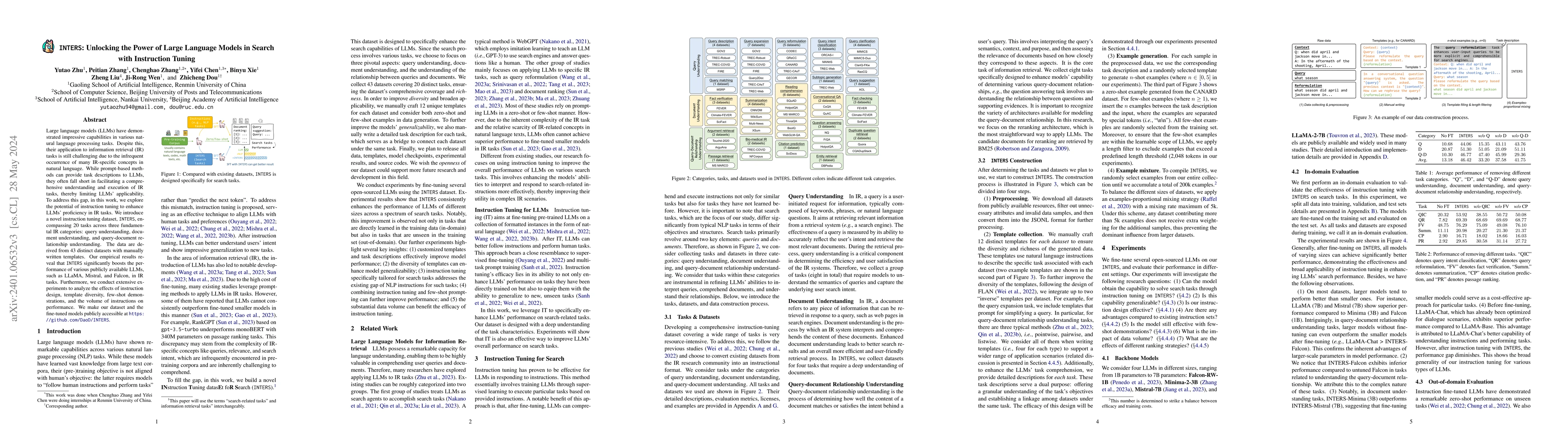 Thumbnail for INTERS: Unlocking the Power of Large Language Models in Search with
  Instruction Tuning