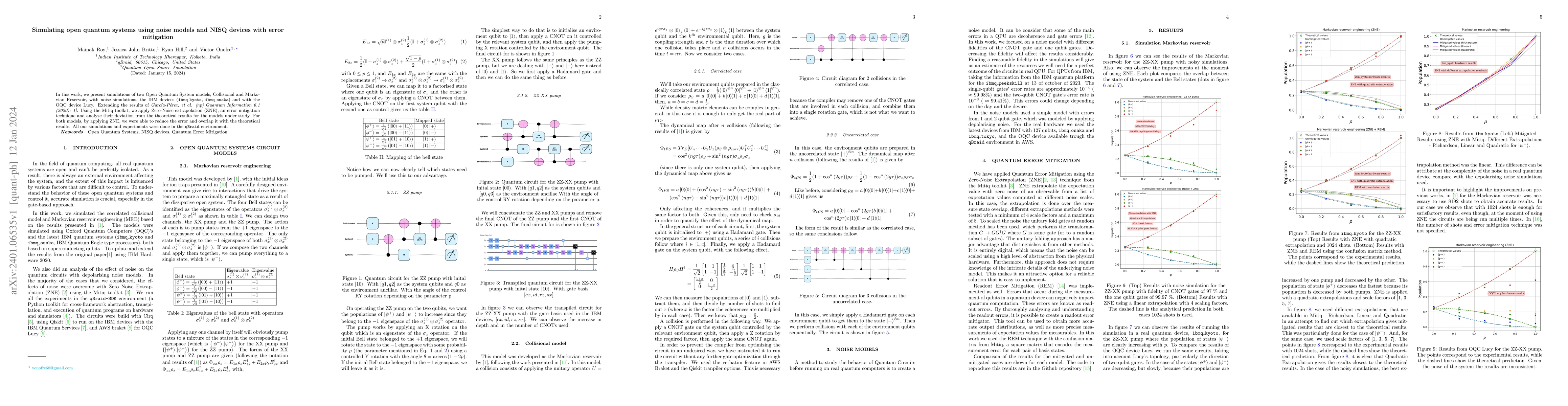 Thumbnail for Simulating open quantum systems using noise models and NISQ devices with
  error mitigation