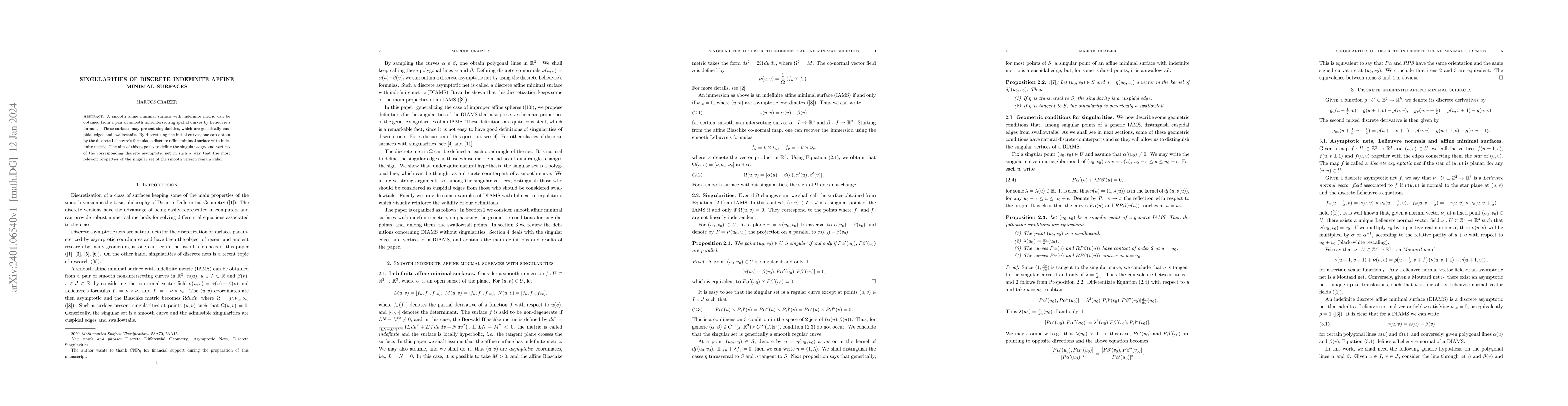 Thumbnail for Singularities of Discrete Indefinite Affine Minimal Surfaces