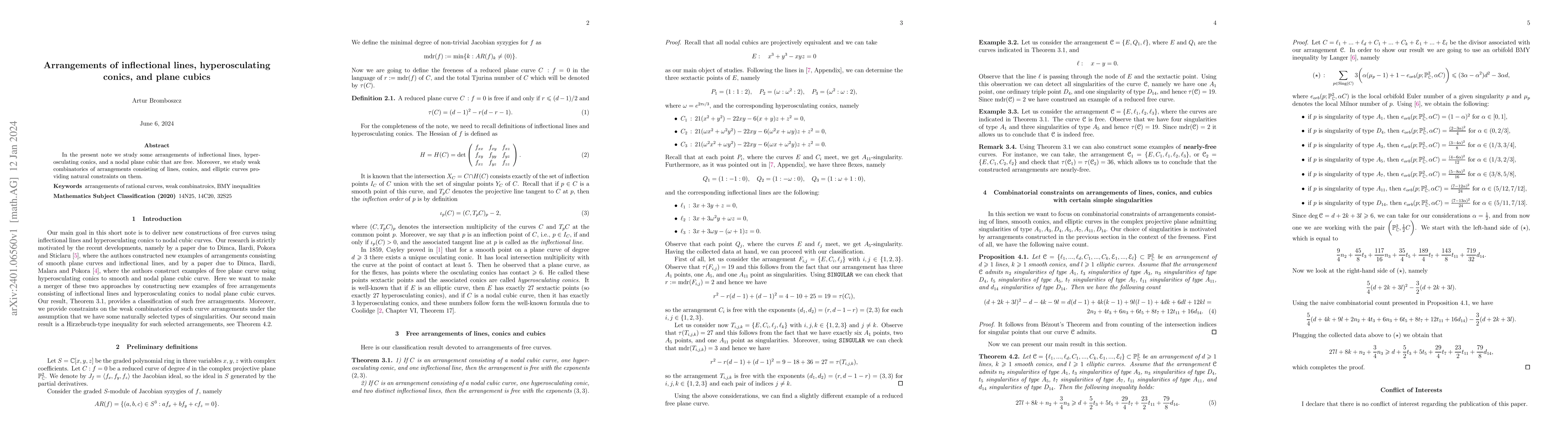 Thumbnail for Arrangements of inflectional lines, hyperosculating conics, and plane
  cubics
