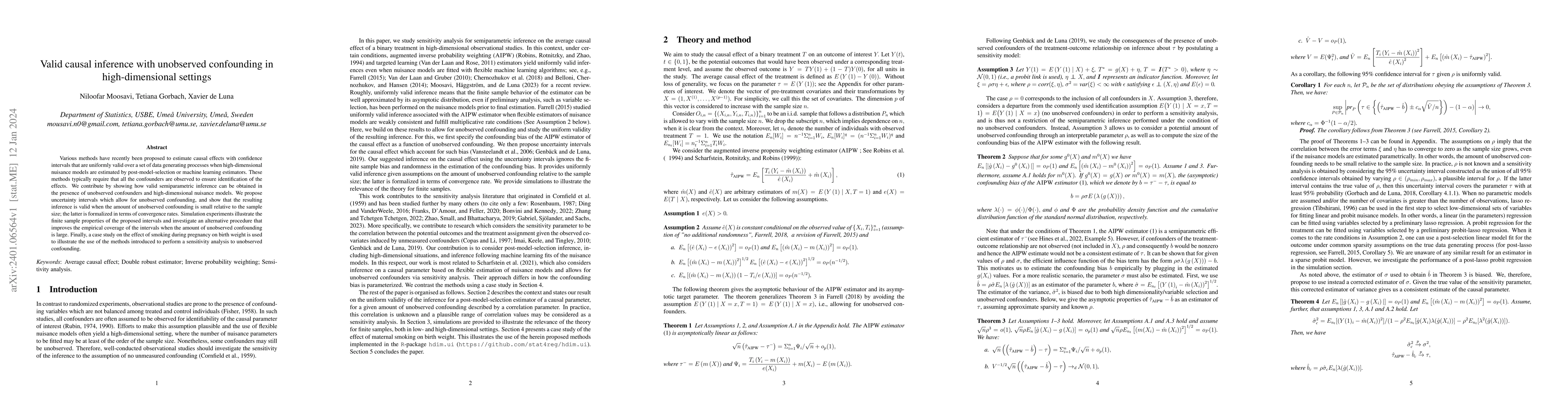 Thumbnail for Valid causal inference with unobserved confounding in high-dimensional
  settings