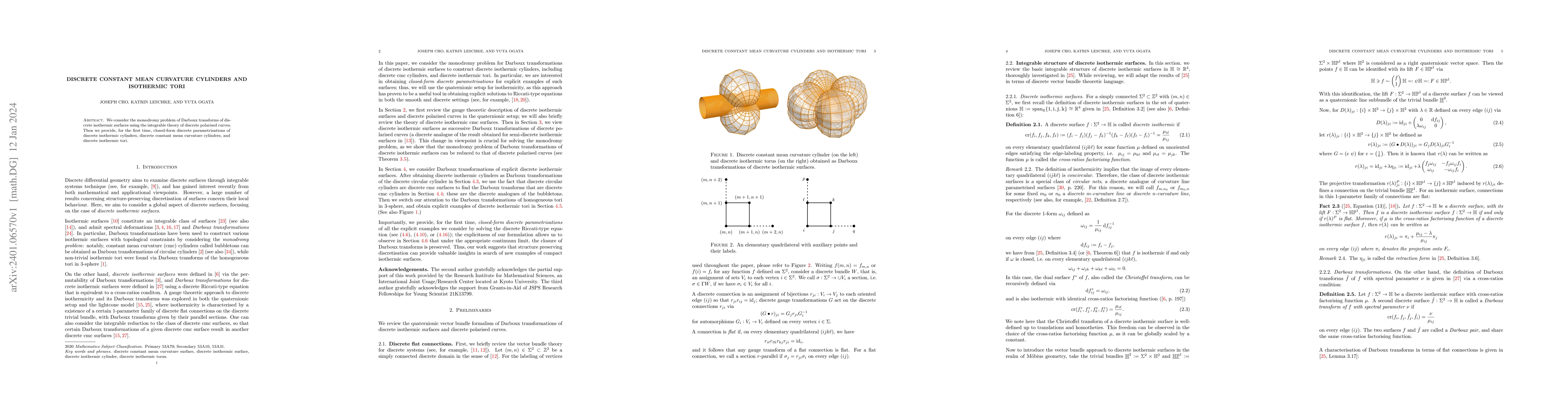 Thumbnail for Discrete constant mean curvature cylinders and isothermic tori