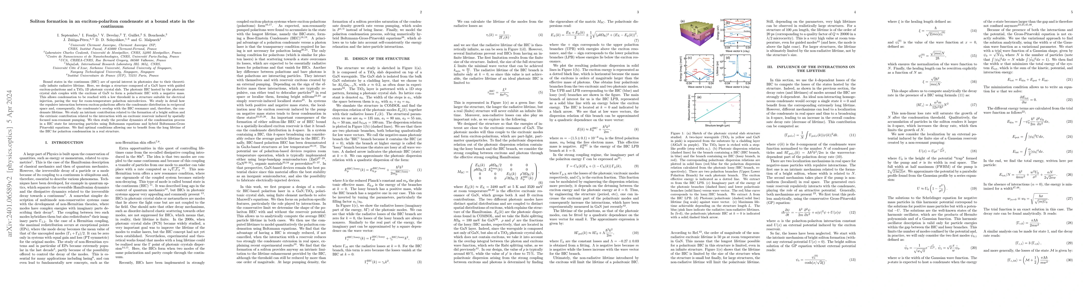 Thumbnail for Soliton formation in an exciton-polariton condensate at a bound state in
  the continuum