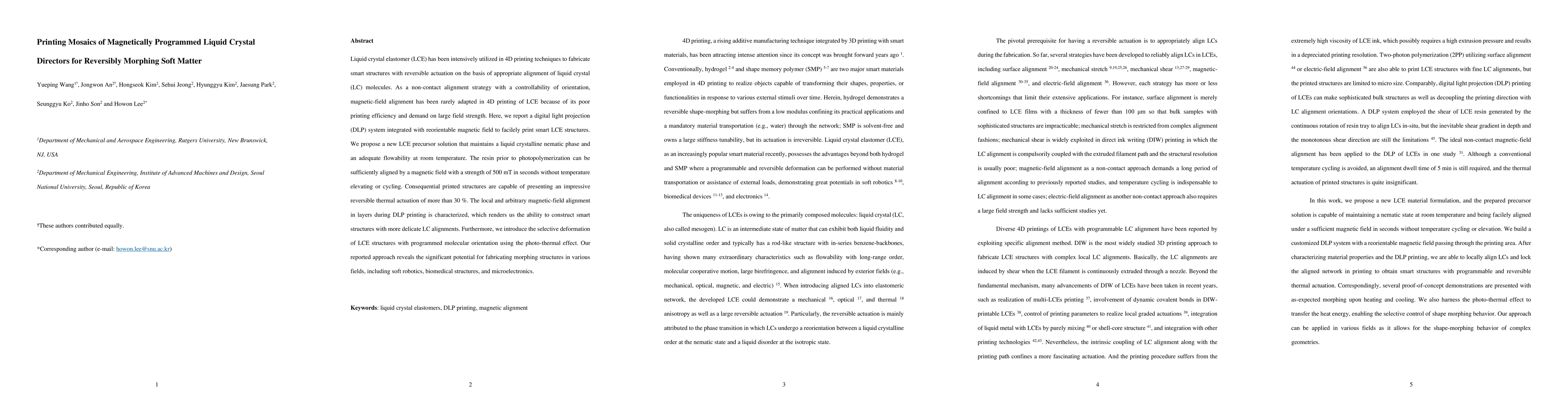 Thumbnail for Printing Mosaics of Magnetically Programmed Liquid Crystal Directors for
  Reversibly Morphing Soft Matter