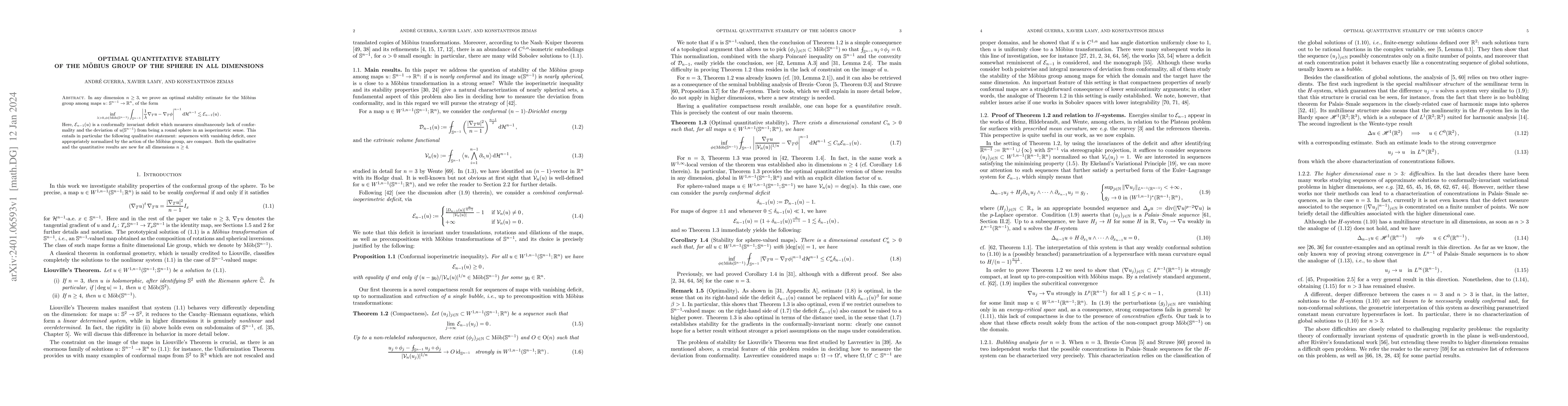 Thumbnail for Optimal quantitative stability of the M\"obius group of the sphere in
  all dimensions