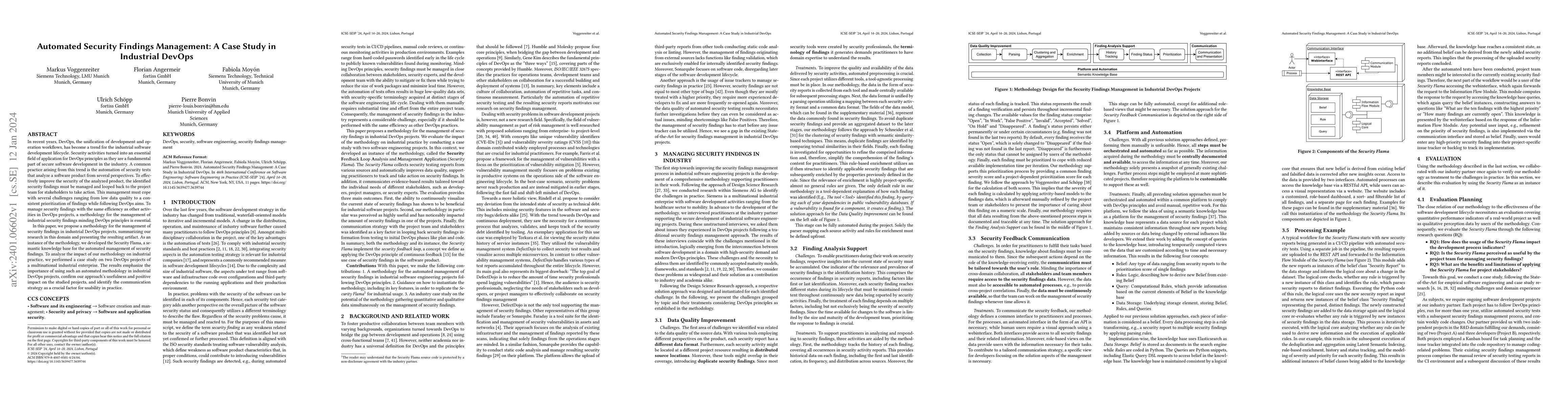 Thumbnail for Automated Security Findings Management: A Case Study in Industrial
  DevOps