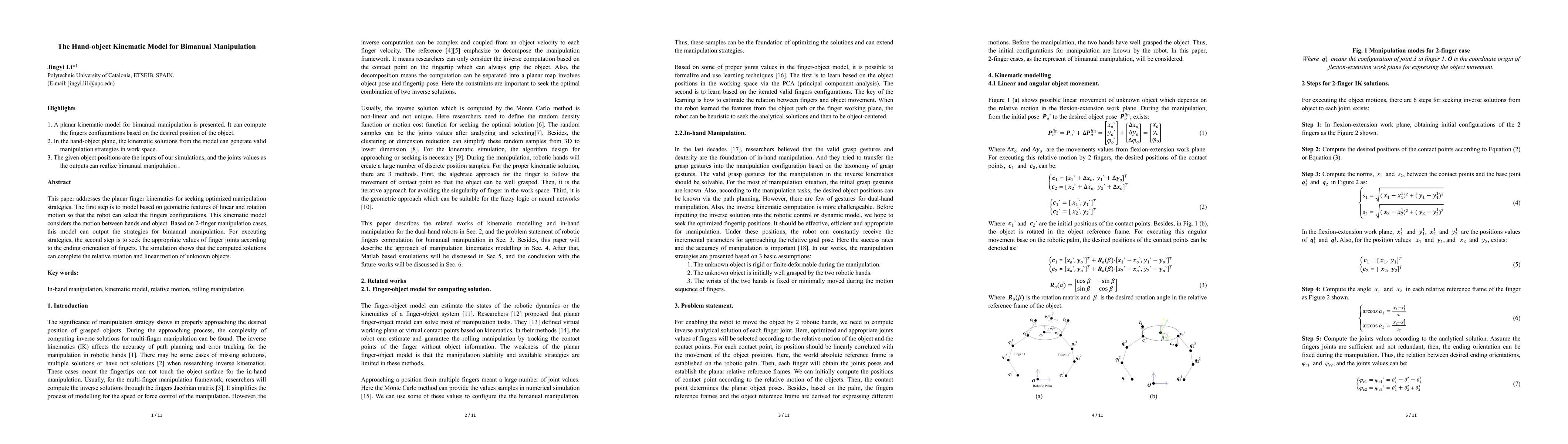 Thumbnail for The Hand-object Kinematic Model for Bimanual Manipulation