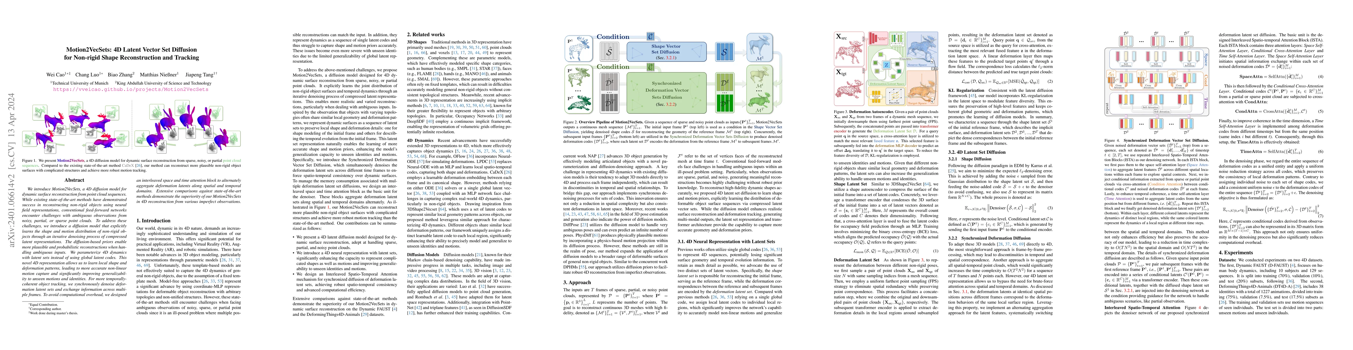 Thumbnail for Motion2VecSets: 4D Latent Vector Set Diffusion for Non-rigid Shape
  Reconstruction and Tracking