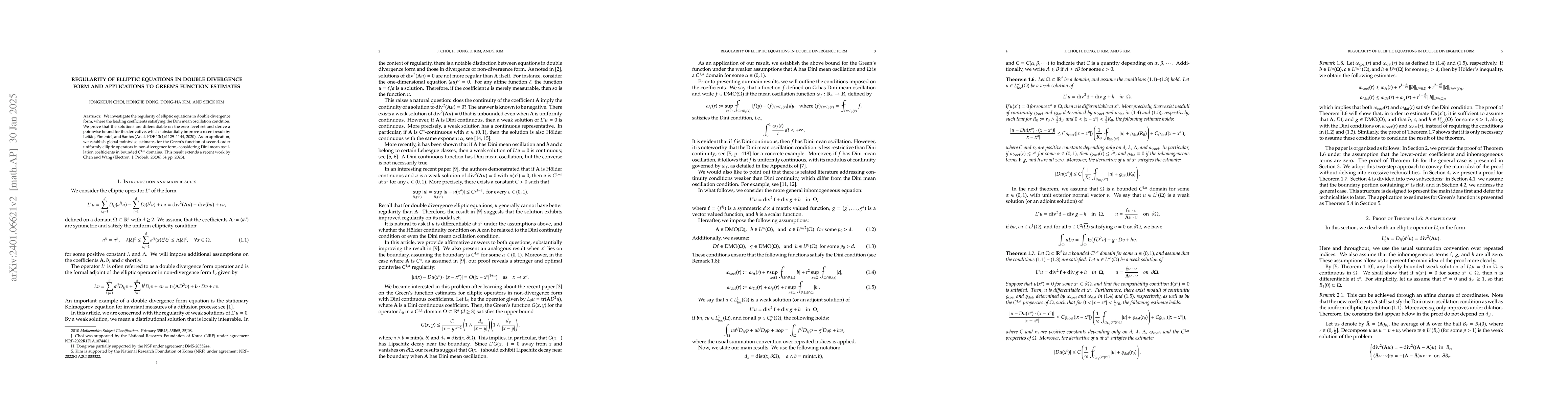 Thumbnail for Regularity of elliptic equations in double divergence form and
  applications to Green's function estimates