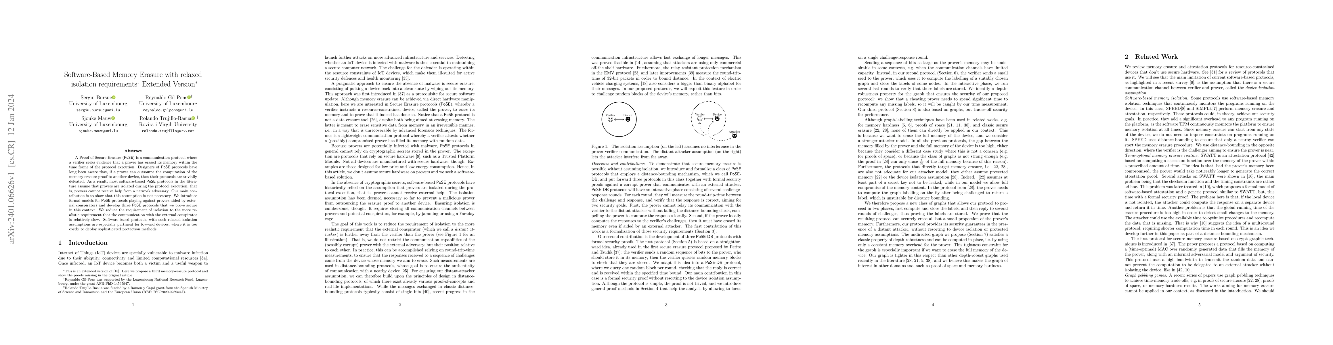 Thumbnail for Software-Based Memory Erasure with relaxed isolation requirements:
  Extended Version