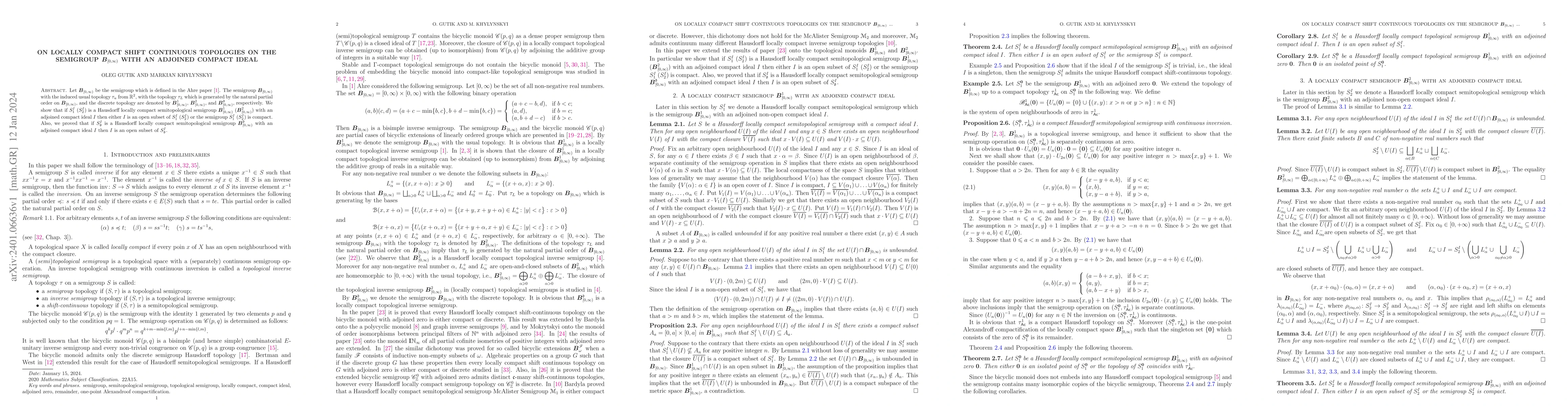 Thumbnail for On locally compact shift continuous topologies on the semigroup
  $\boldsymbol{B}_{[0,\infty)}$ with an adjoined compact ideal