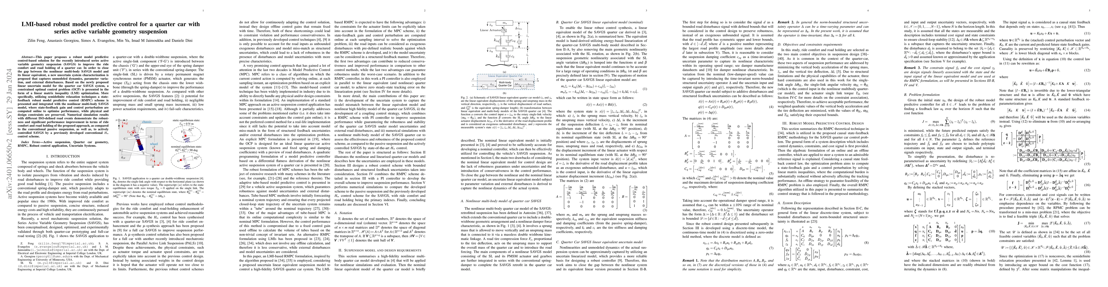 Thumbnail for LMI-based robust model predictive control for a quarter car with series
  active variable geometry suspension
