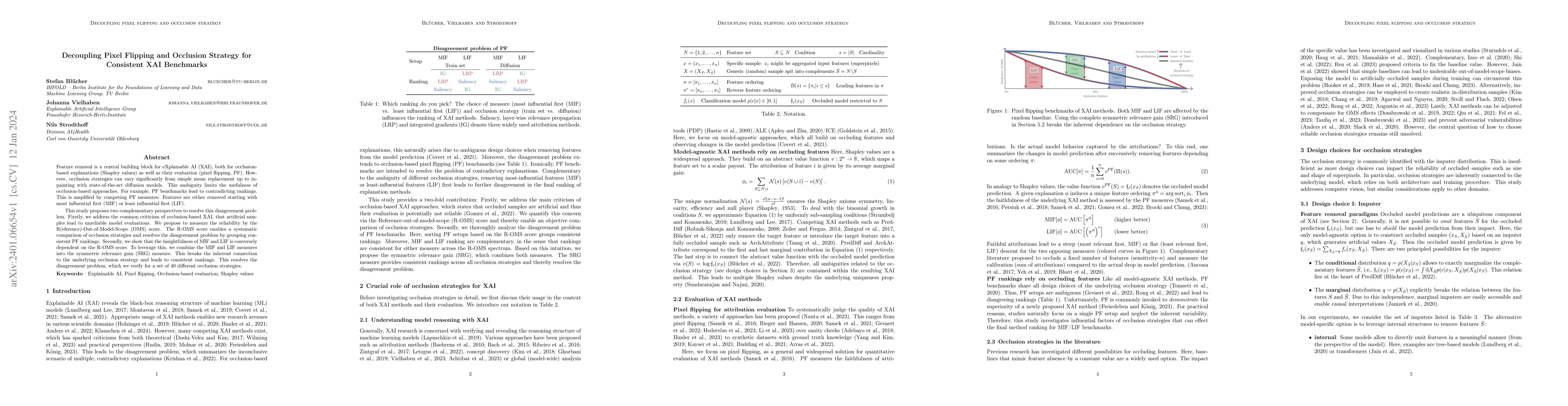 Thumbnail for Decoupling Pixel Flipping and Occlusion Strategy for Consistent XAI
  Benchmarks