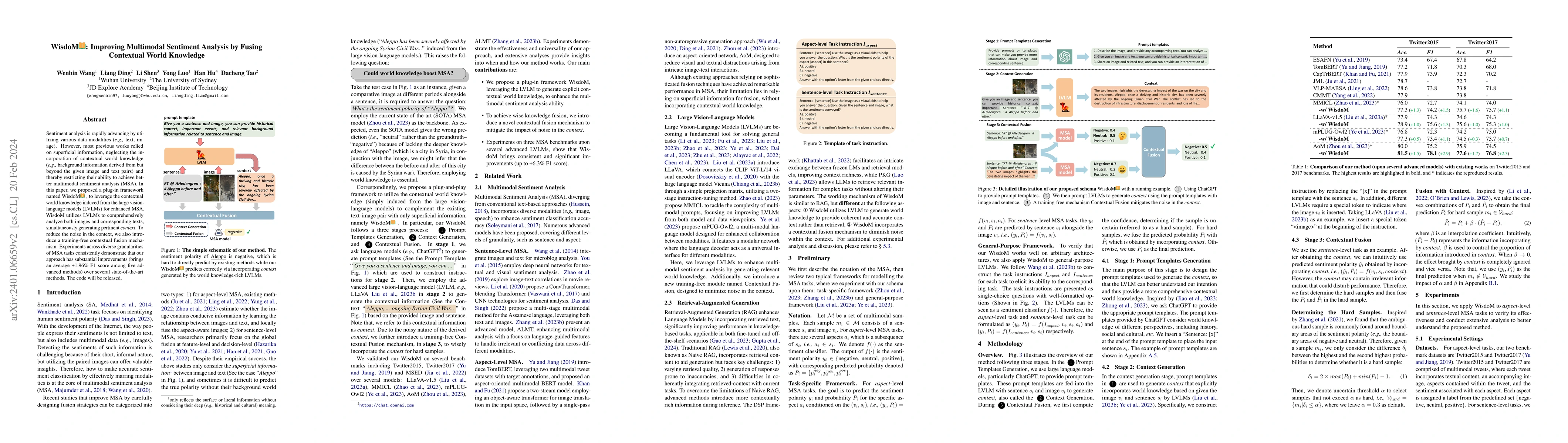 Thumbnail for WisdoM: Improving Multimodal Sentiment Analysis by Fusing Contextual
  World Knowledge