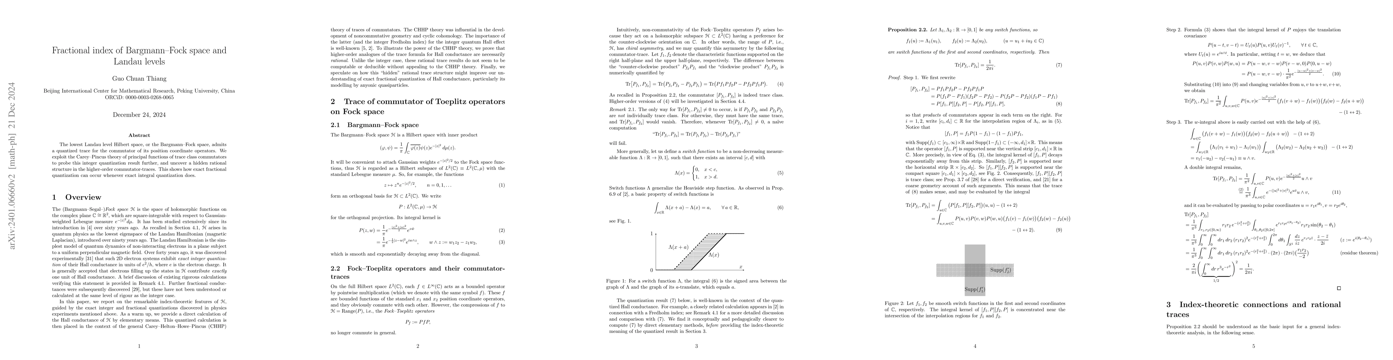 Thumbnail for Index of Bargmann-Fock space and Landau levels
