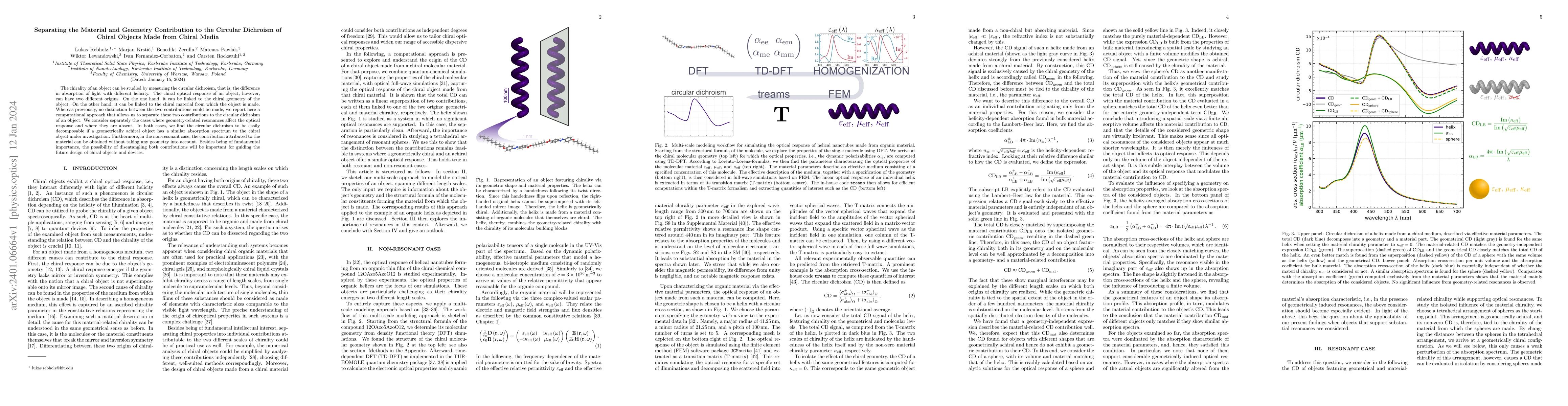 Thumbnail for Separating the Material and Geometry Contribution to the Circular
  Dichroism of Chiral Objects Made from Chiral Media