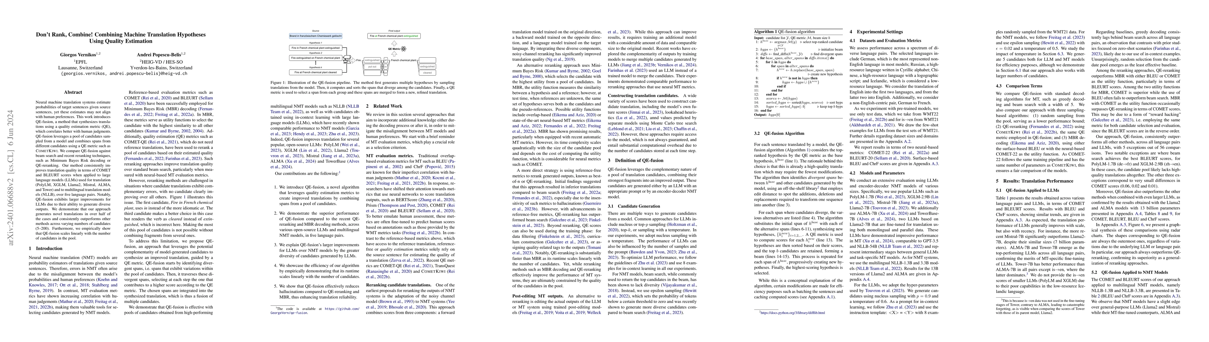 Thumbnail for Don't Rank, Combine! Combining Machine Translation Hypotheses Using
  Quality Estimation