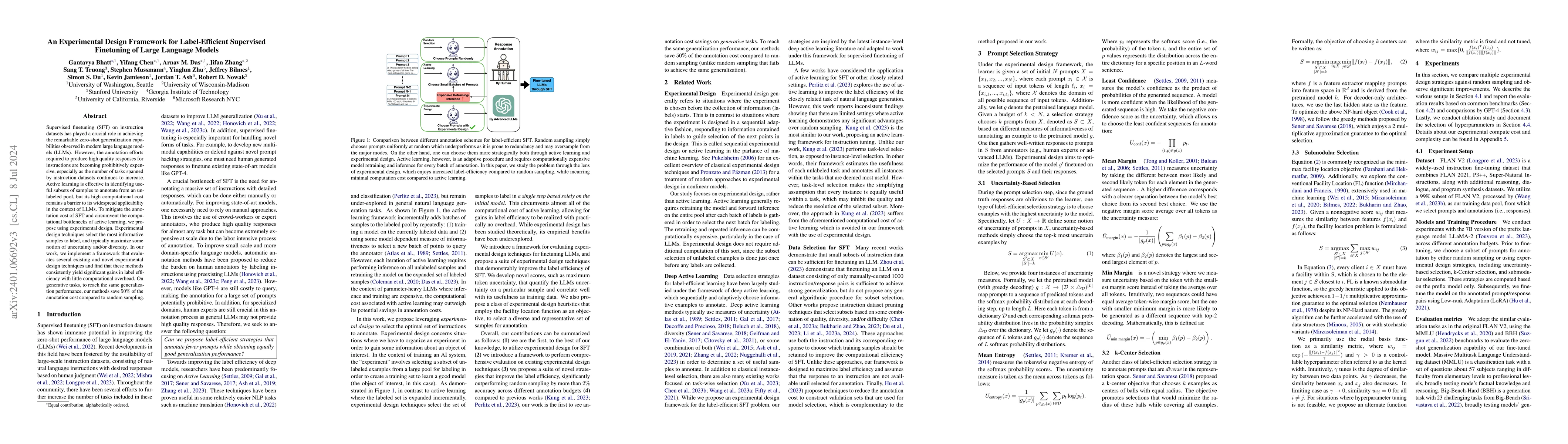Thumbnail for An Experimental Design Framework for Label-Efficient Supervised
  Finetuning of Large Language Models