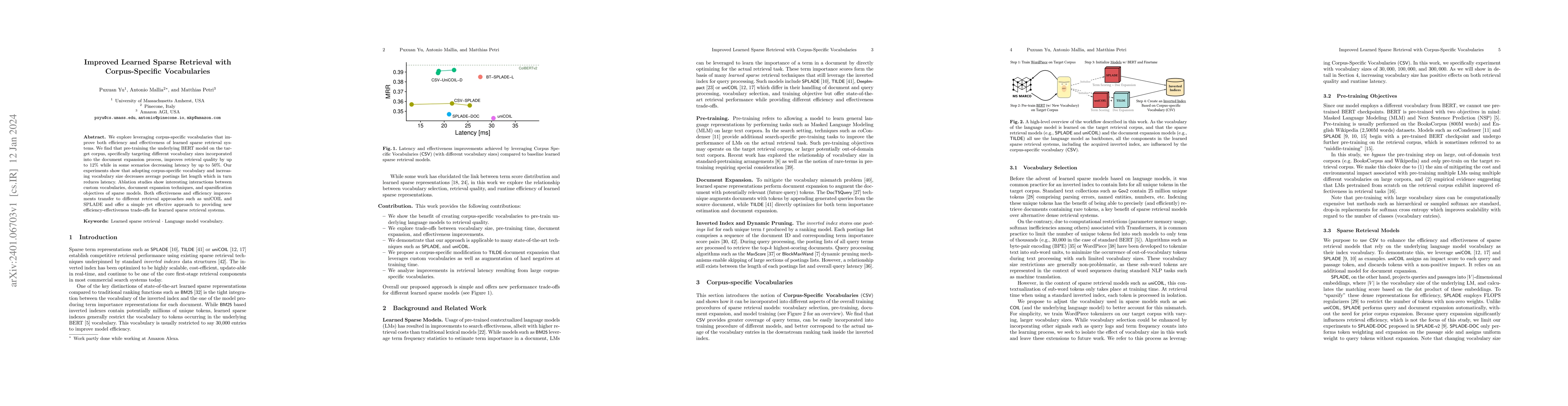 Thumbnail for Improved Learned Sparse Retrieval with Corpus-Specific Vocabularies