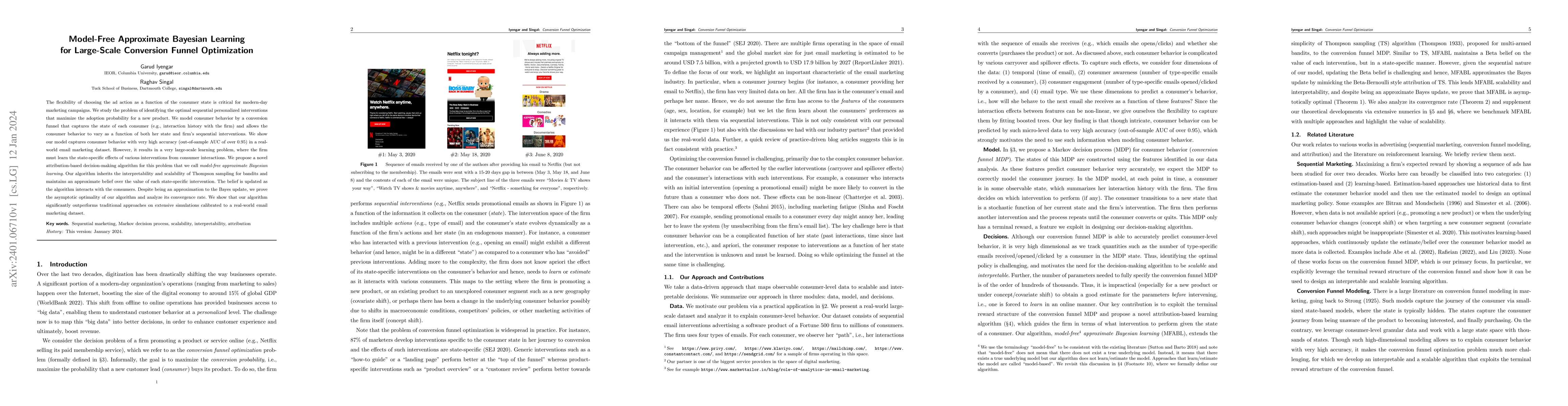Thumbnail for Model-Free Approximate Bayesian Learning for Large-Scale Conversion
  Funnel Optimization