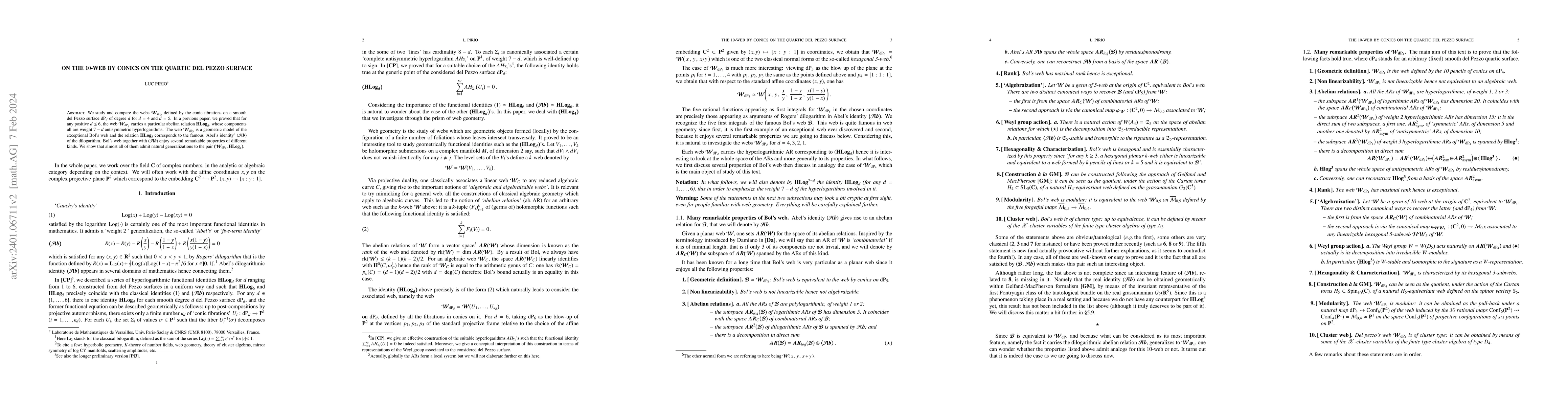 Thumbnail for On the 10-web by conics on the quartic del Pezzo surface