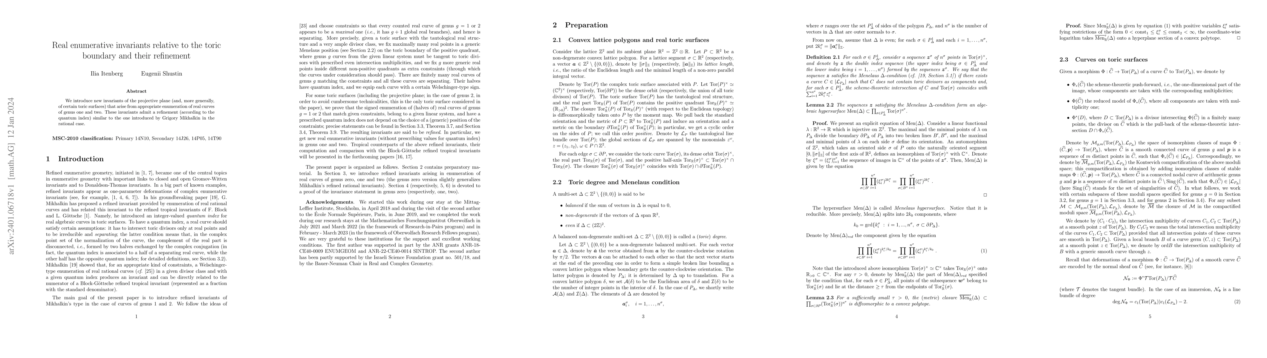 Thumbnail for Real enumerative invariants relative to the toric boundary and their
  refinement
