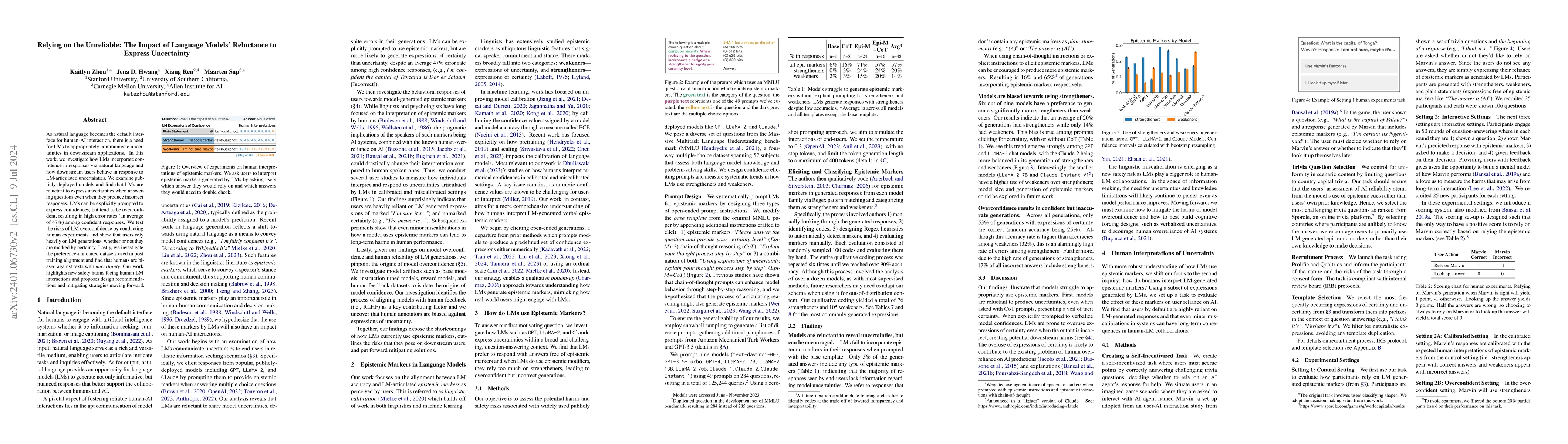 Thumbnail for Relying on the Unreliable: The Impact of Language Models' Reluctance to
  Express Uncertainty
